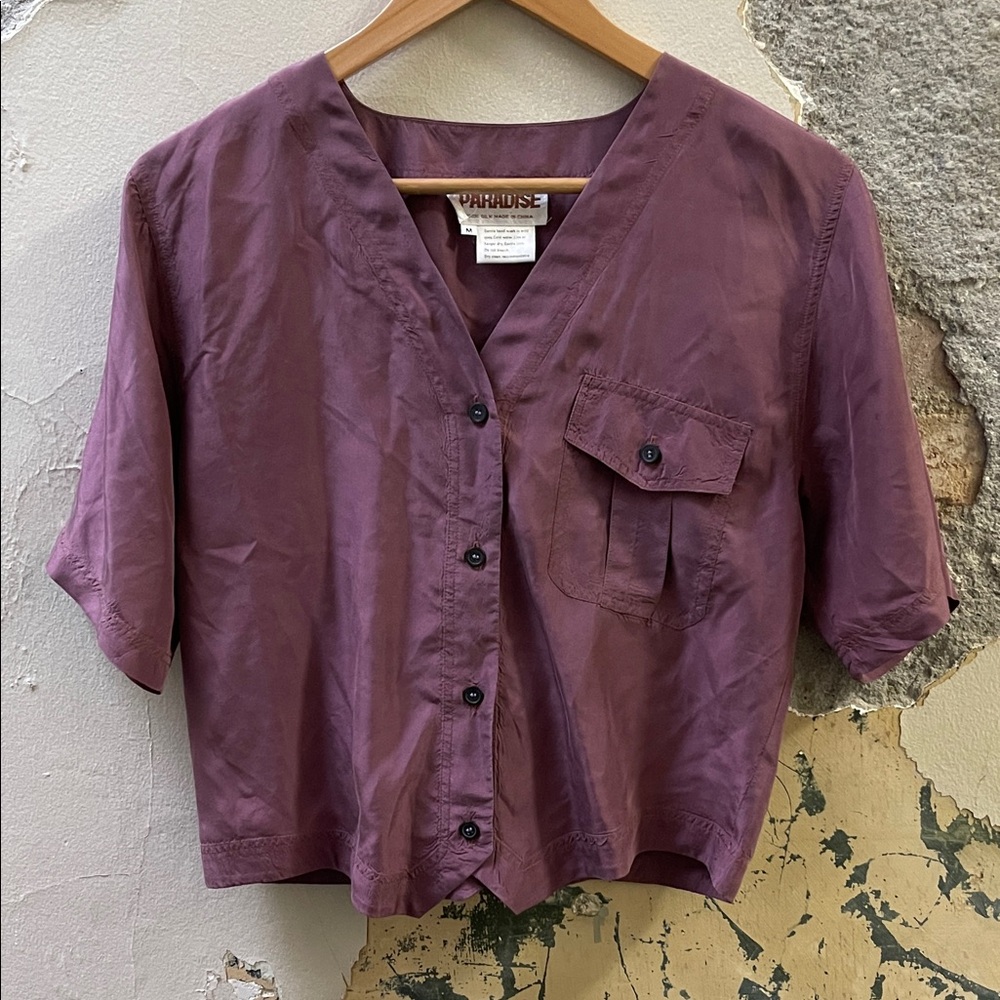 Vintage 100% Silk Plum Top